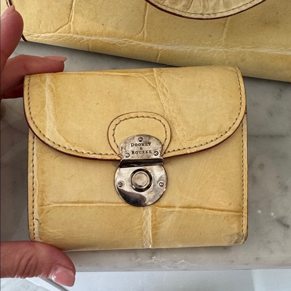 Dooney & Bourke Yellow Crocodile-Embossed Satchel - Picture 4 of 4